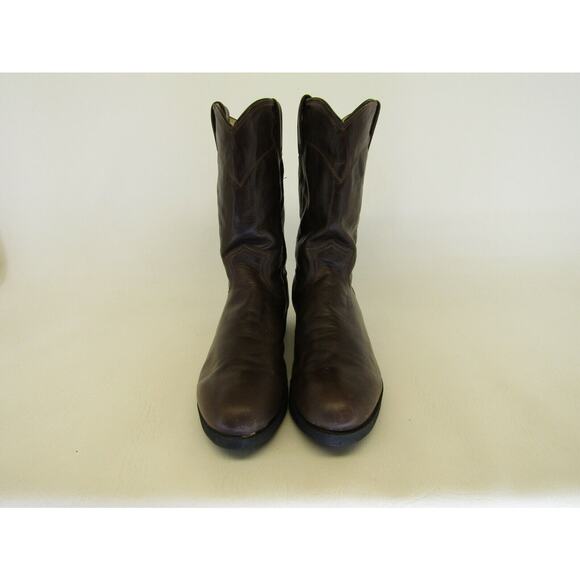 JUSTIN Mens Size 8.5 B Narrow Width Brown Leather Roper Cowboy Western Boots main image 6